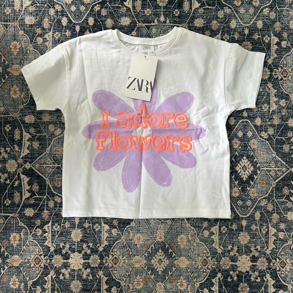 Zara I Adore Flowers Tee - Size 4/5 NEW!
